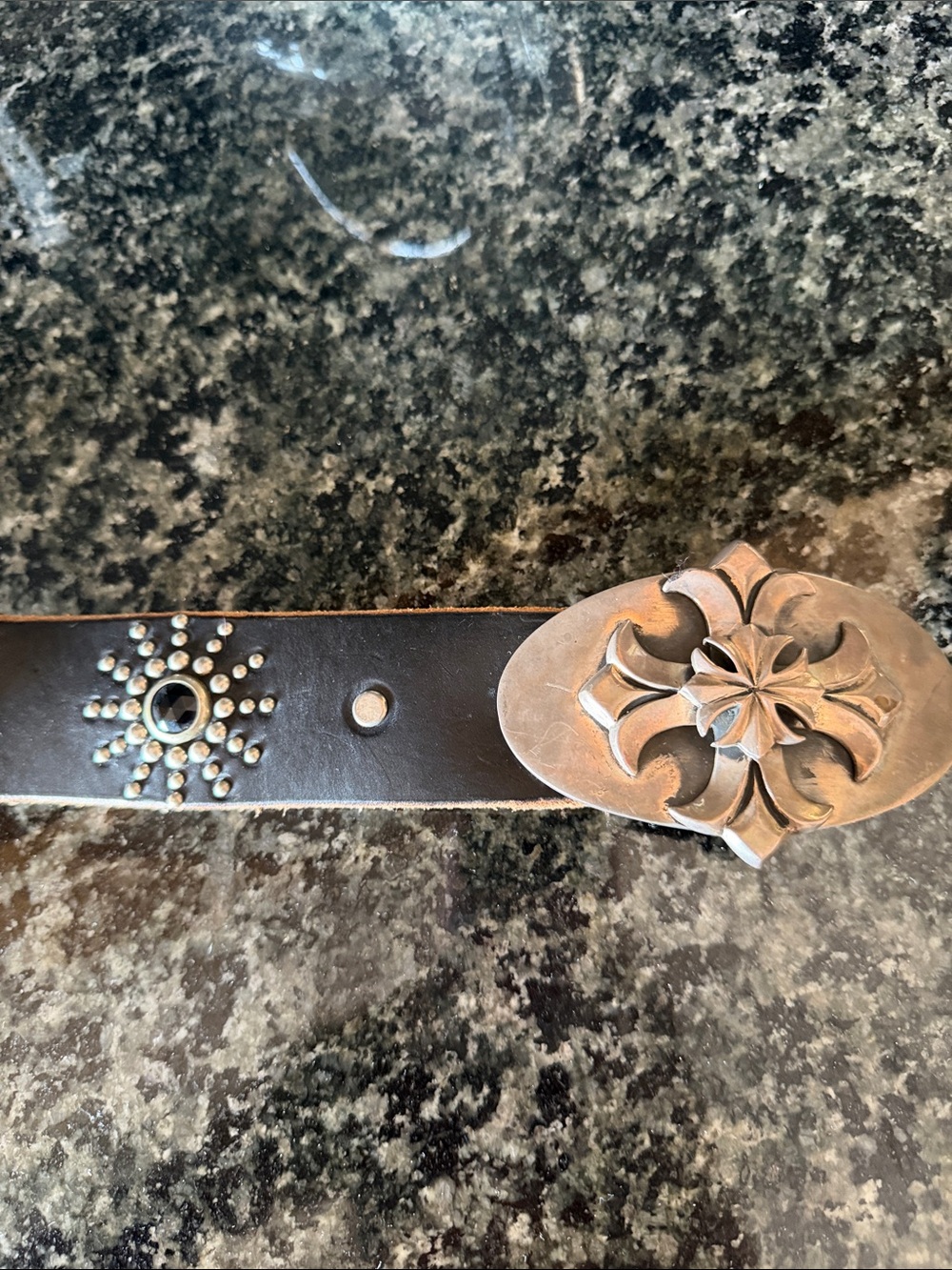 Chrome Hearts inspired black leather Gothic belt 38” inches and 1 3/4” thicknes - Picture 3 of 12